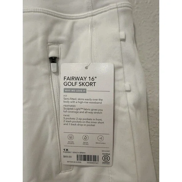NWT -Athleta Women’s Fairway Golf Skort 16” White Size 1x  Skirt - - Picture 4 of 5